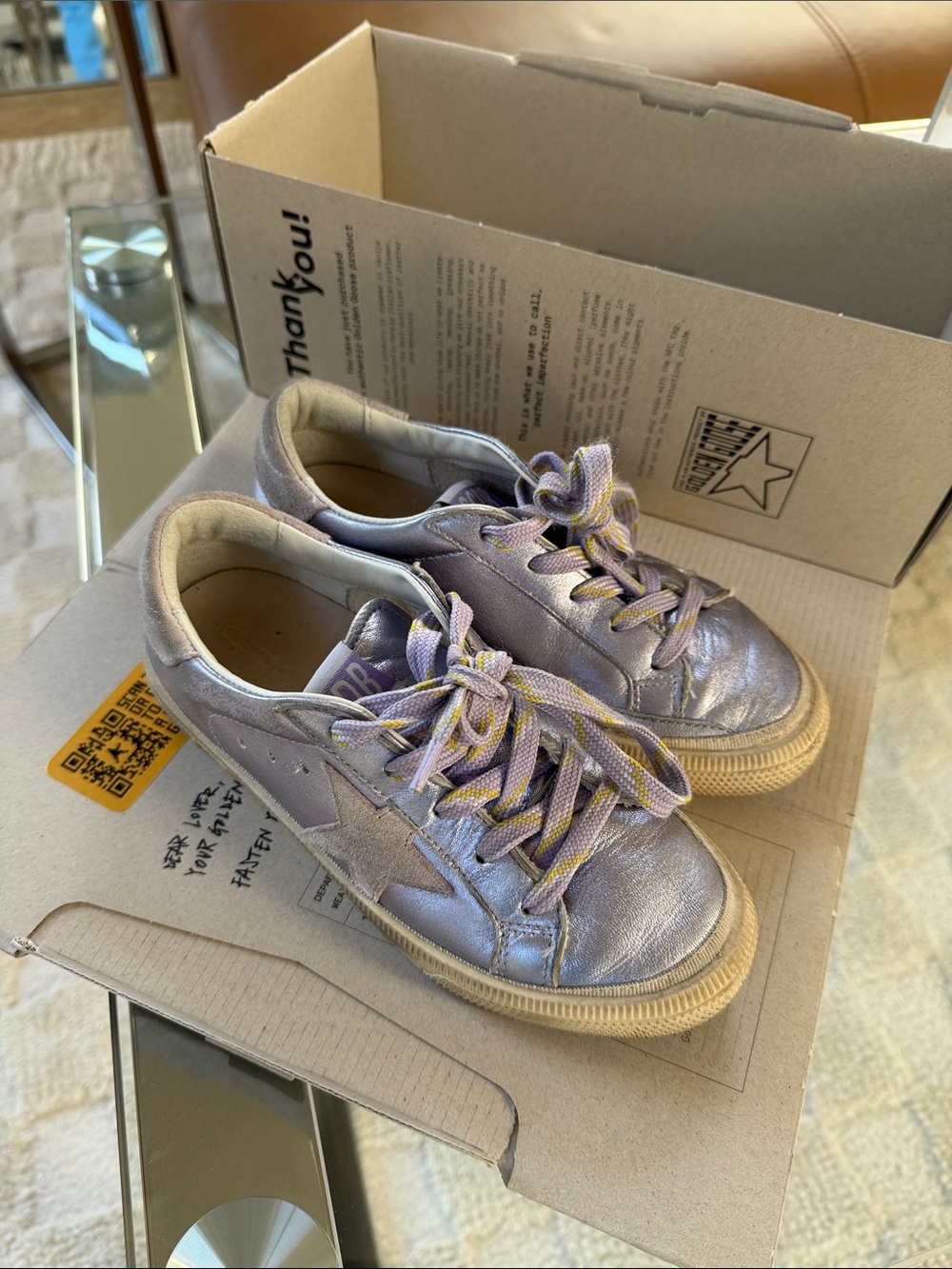 Golden Goose Metallic Lavender Low-Top Sneakers